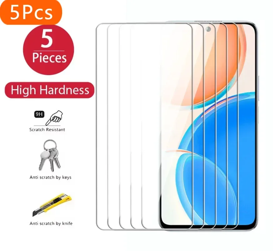 

5Pcs Transparent Tempered Glass For Honor X6 X7 X8 X9 4G 5G Full Cover Screen Protector For Honor X6a X7a X7b X8a X8b Glass Film