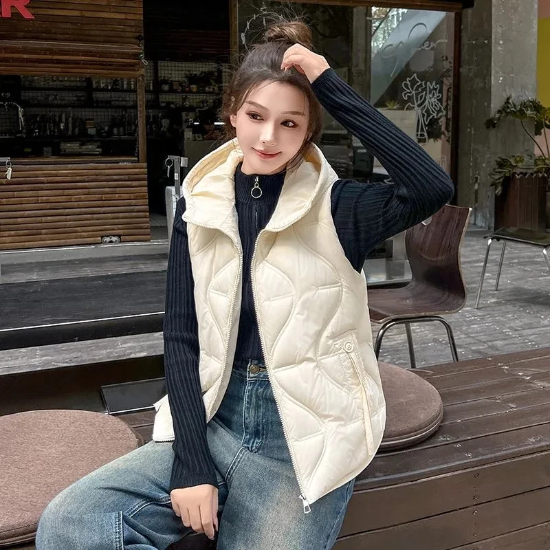 Mode frauen Weste Mantel Joker Neue Weibliche 2025, Herbst Winter Koreanische Jacke Mit Kapuze Damen Strickjacke Lose Weste Over