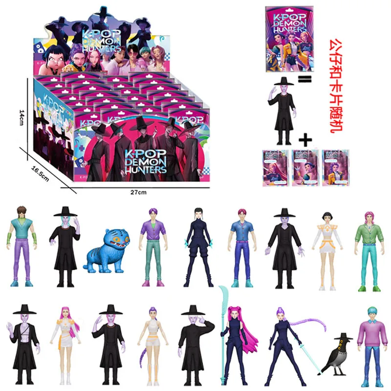 24 pçs anime kpop menina grupo rumiira zoey demon slayer caixa cega pvc figura brinquedos ornamentos aleatórios presentes 5 3 11 5cm