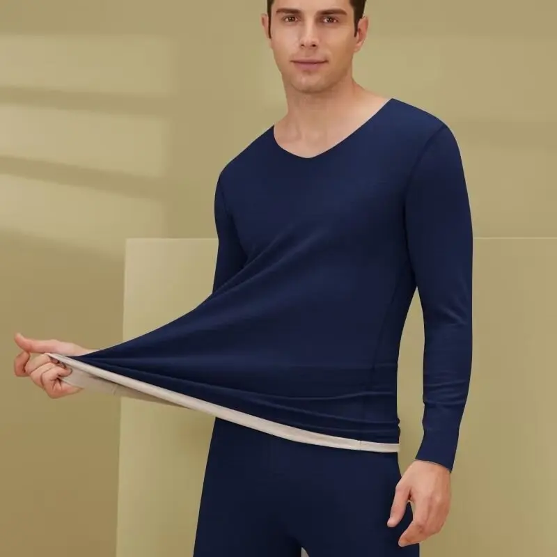 

High neck thermal underwear for men in winter with thick velvet and German velvet for self heating elderly people, autumn clothe