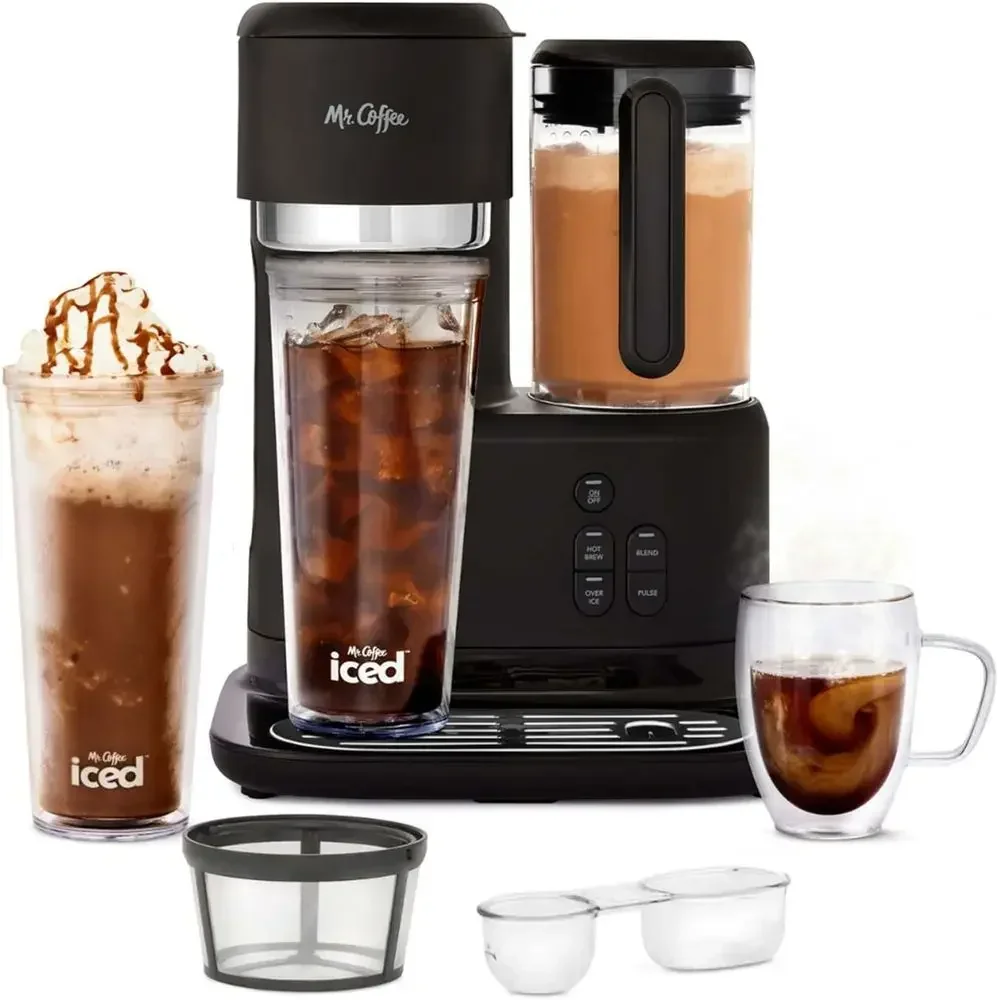 3-in-1 Single-Serve Iced and Hot Coee/Tea Maker with Blender with Reusable ilter, Scoop, Recipe Book, 2 Tumblers, Lids and Sts,