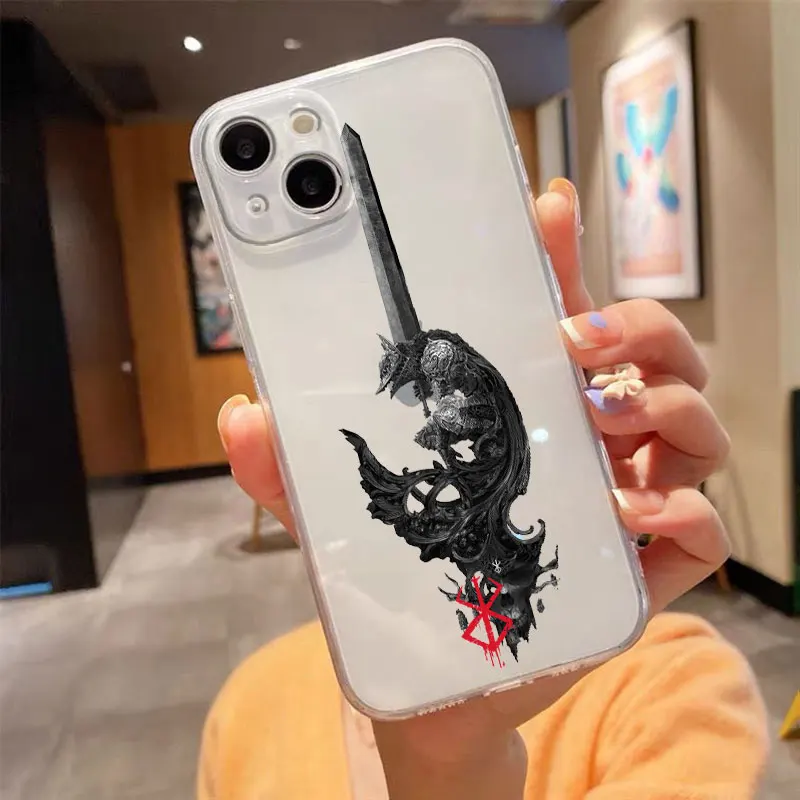 Berserk Comics Cool per iPhone 15 14 13 12 11 Pro Max XS Max X XR 7 8 Plus 6S 5S custodia trasparente antiurto per telefono