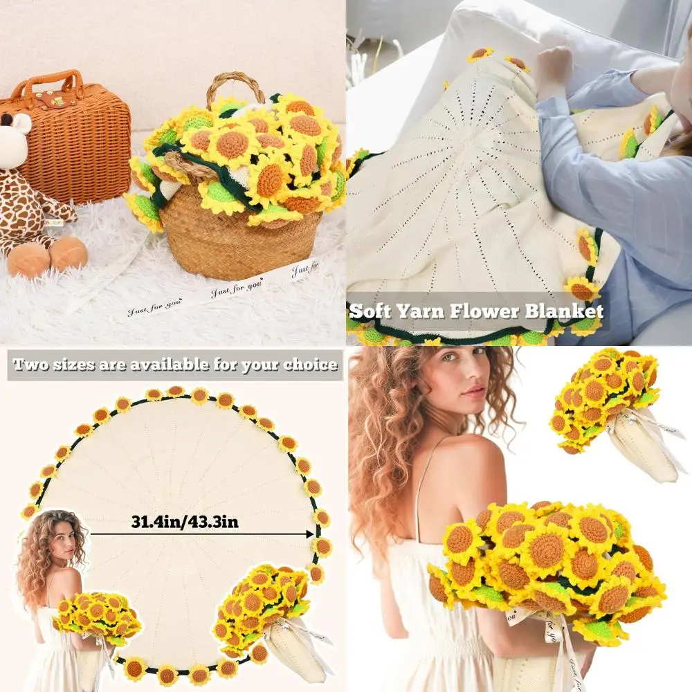 

Вязаное крючком одеяло с цветочным букетом для женщин — хорошие подарки, признание учителю, домашний декор на день рождения и юбилей, 43