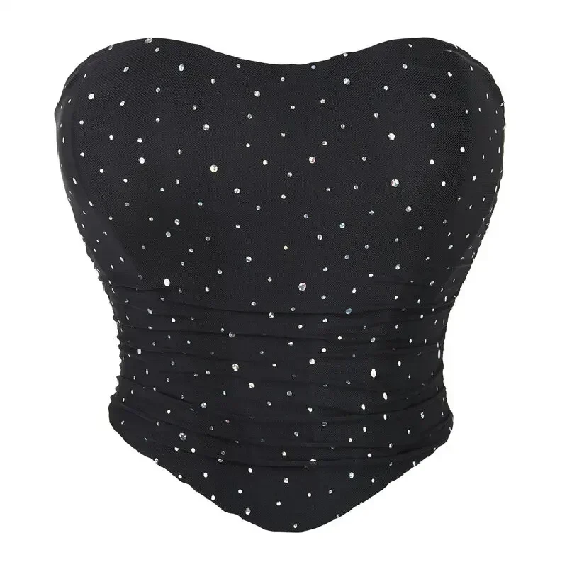 

Women's Corset Tube Top Breathable Mesh Strapless Bustier Summer Sexy Off the Shoulder Crop Top Streetwear