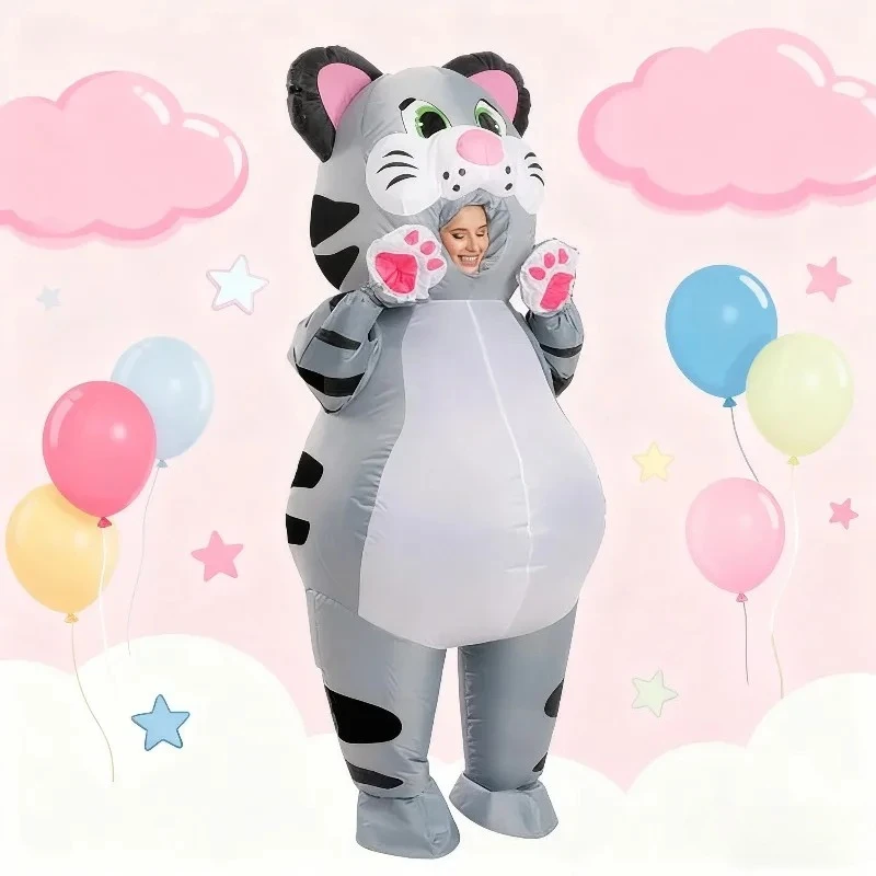 لطيف الدهون القط نفخ زي الكبار مضحك الحيوان تفجير دعوى هالوين تأثيري حفلة التميمة نفخ دعوى للنساء الرجال