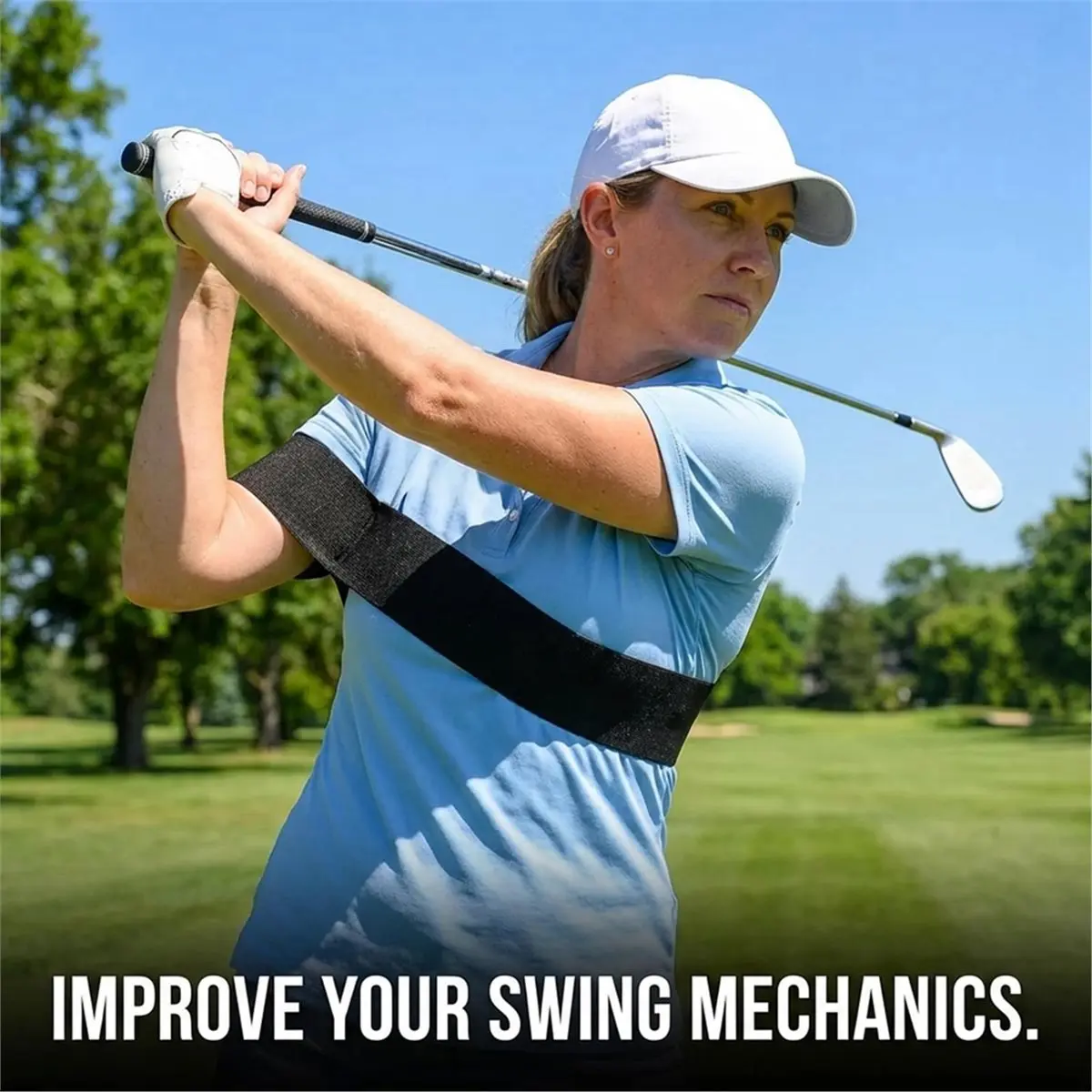 ABST Golf Swing Trainer, Golf Training Aids for Swing Practice, Adjustable Swing Sync Golf Trainer with Arm Bands