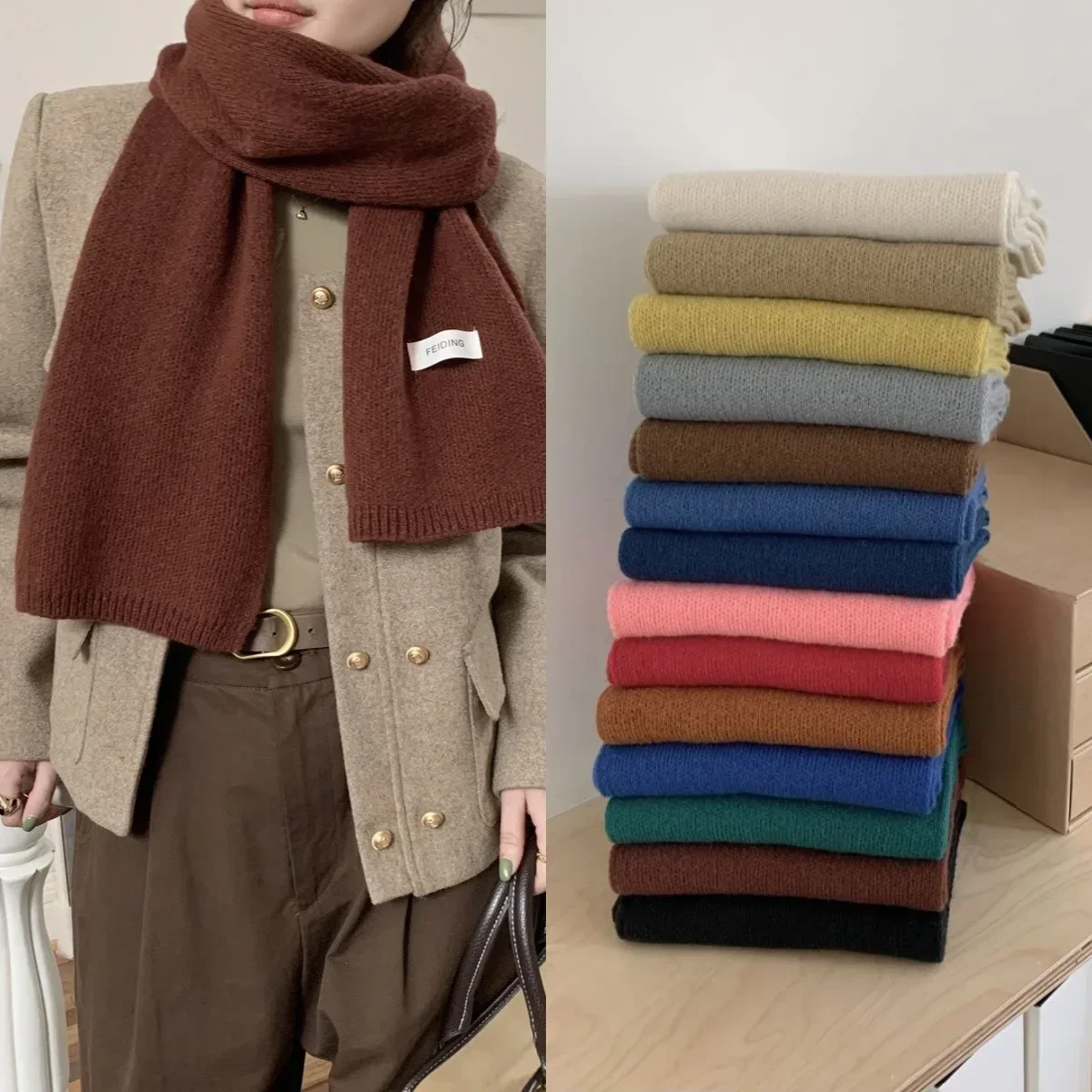 Imitation Cashmere Scarf for Women Winter Shawls And Wraps Hijab Blanket Ladies Thick Neckerchief Soft Warm Thermal Wool Muffler