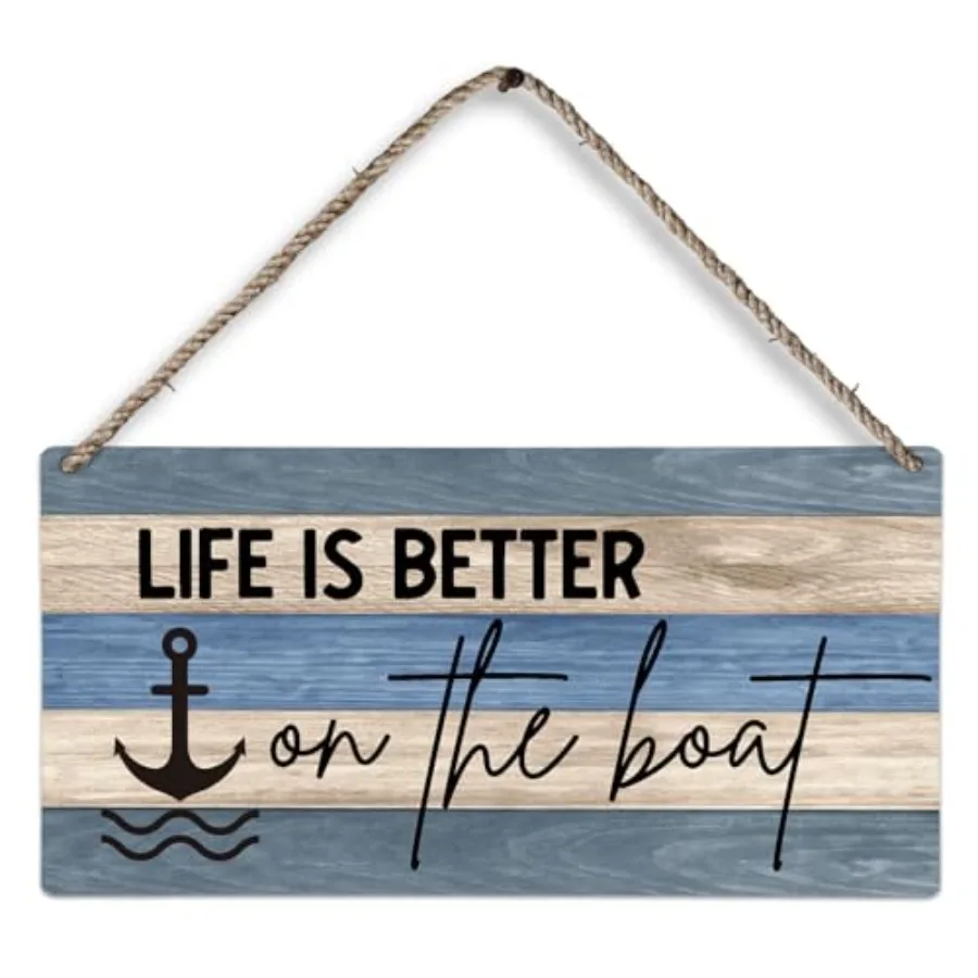 

huester Lake House Rustic Wood Plaque Sign Lake House Decor for the Home utical Ahor Wall Decor Gifts for Boat Owners Life Is B