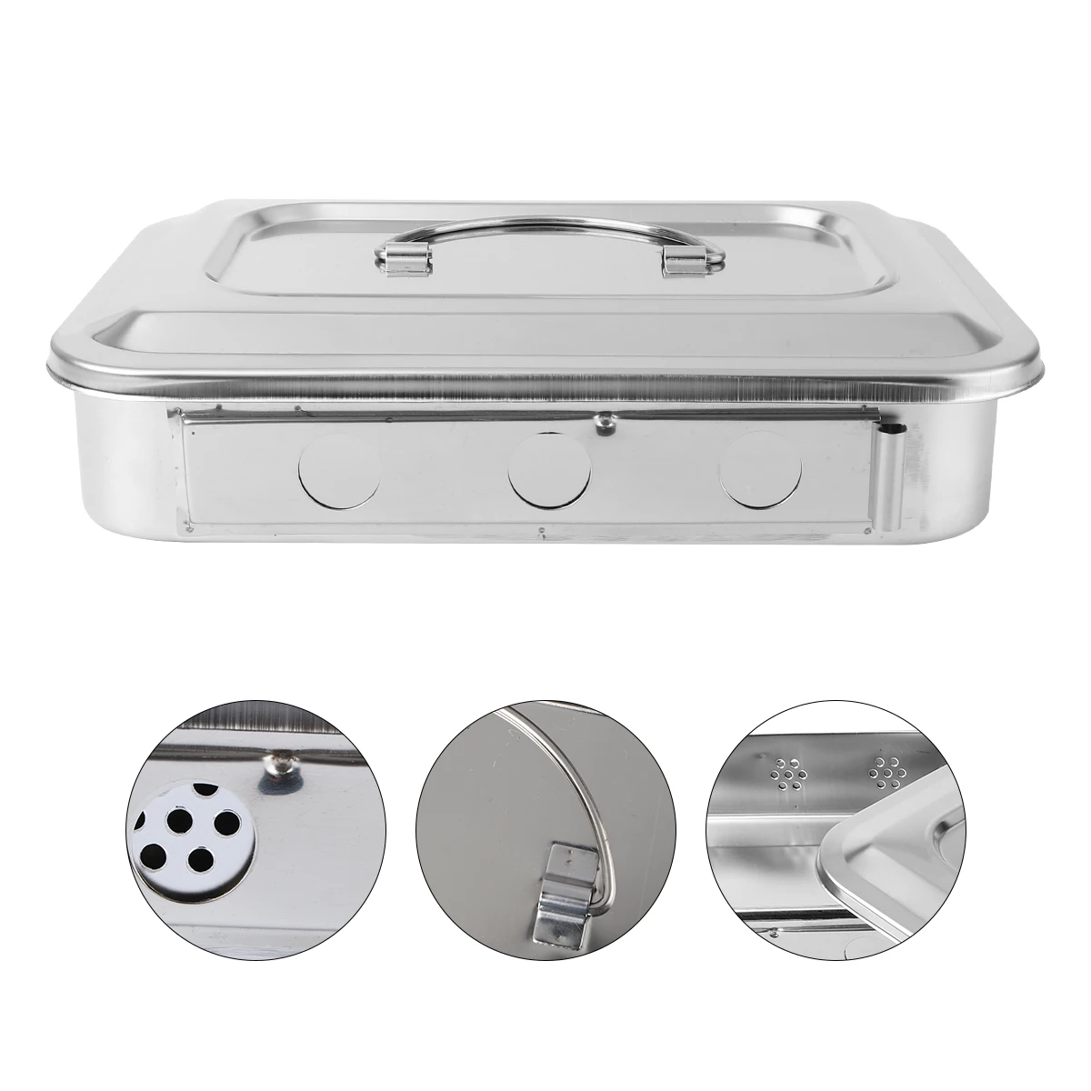 

Stainless Steel Thermometer Disinfection Box Sterilization Storage Container For Beauty Industry Compact Durable Silver Color