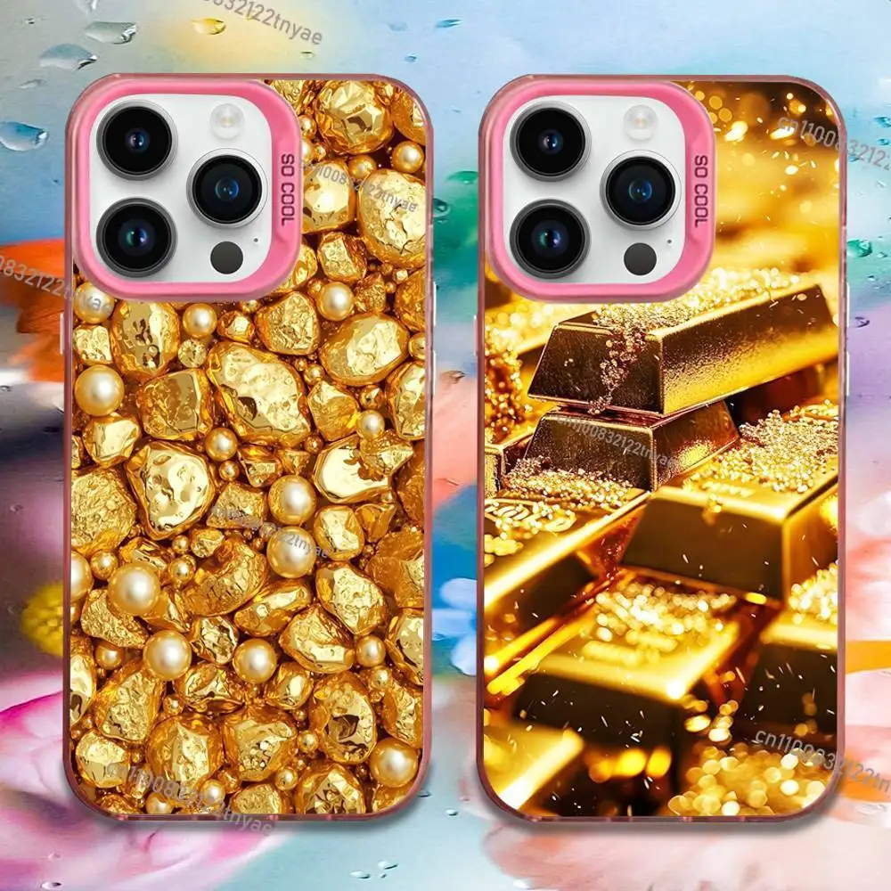 

Money Gold Art Phone Case For iPhone 17,16,15,14,13,12,11,Mini,Pro,E,MAX Pink Candy Matte Shockproof Cover
