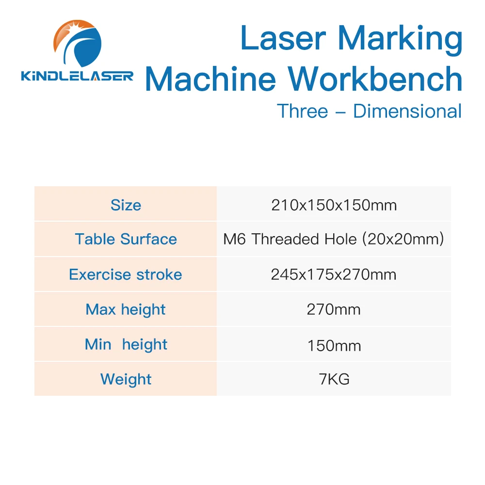 Kindlelaser Banco da lavoro per macchina per marcatura laser 3D Asse XYZ 210x150x150mm Altezza 150-275mm per macchina laser a fibra