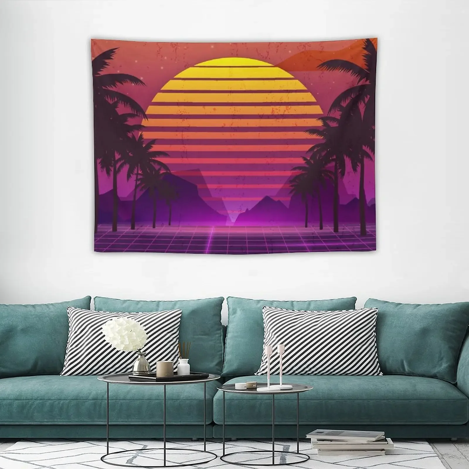 

80's Palm Trees Sunset Vaporwave Tapestry Bed Room Decoration Room Decorator Wall Hanging Bedrooms Decor Tapestry