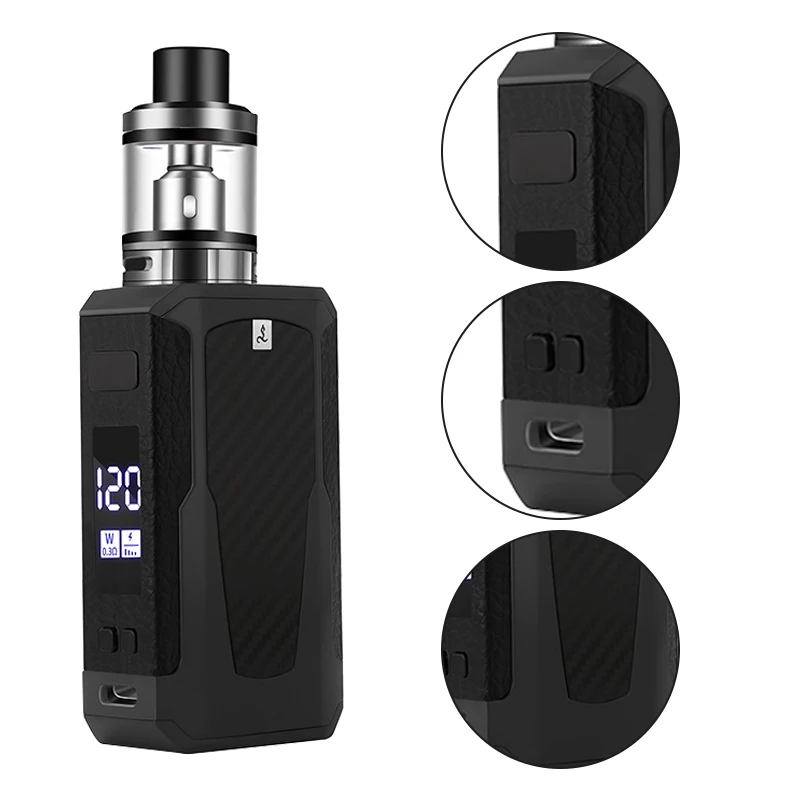 120W Vape Box Mod E8 E Zestaw papierosów 1800mah Wbudowana bateria 2.5ml  Zbiornik Ekran OLED Elektroniczny waporyzator papierosów Hookah Vapor
