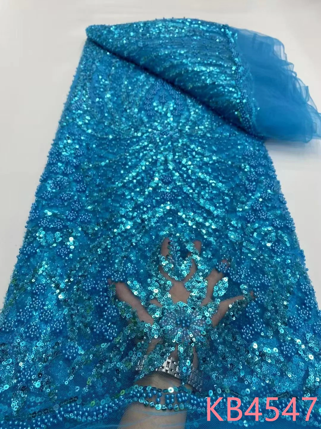 Green Beaded Lace Gold Sequins Lace African Lace Fabric 5 Yards High Quality 2025 Orange Beaded Lace Fabric For Sewing KB4547