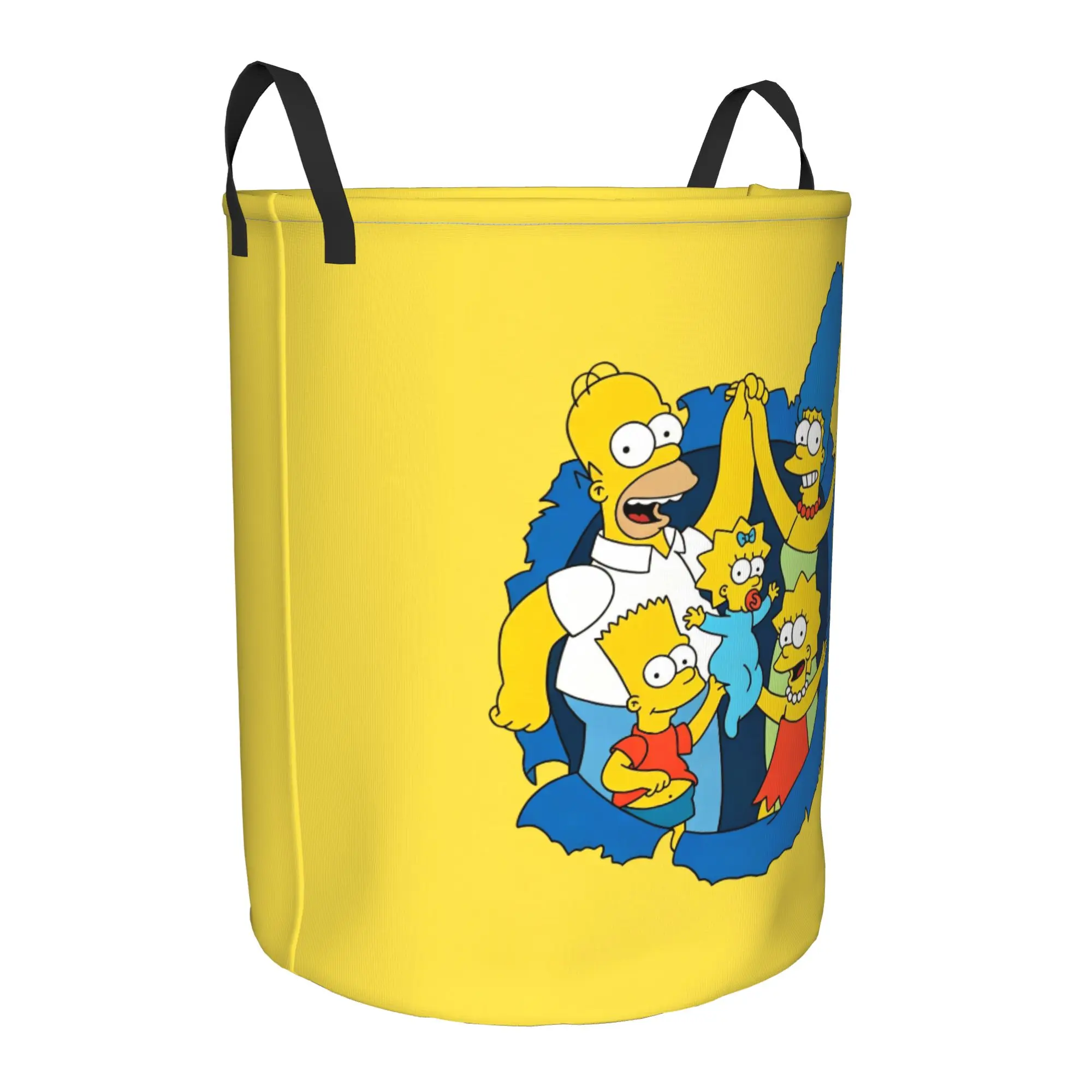 Custom S-Simpsons Laundry Basket Foldable Adult Animation Cartoon Clothes Hamper for Baby Kids Toys Storage Bin