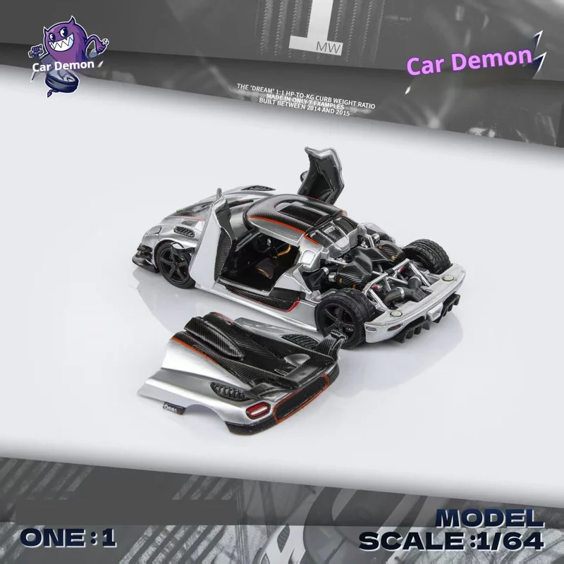 DKA One:1 Silver 1:64 Alloy Diecast Car Model Opening Doors & Hood Limited Edition Collectible Simulation Vehicle Replica Gift