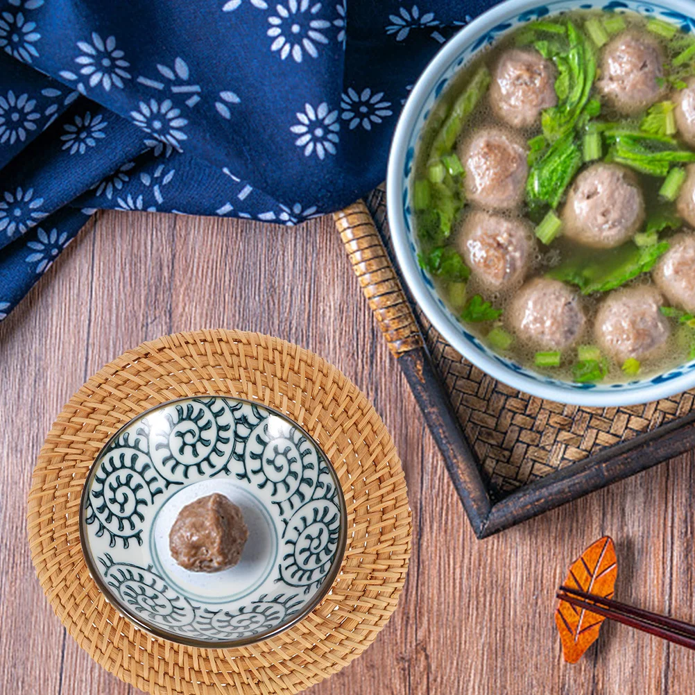 3 قطعة الروطان المنسوجة تحديد الموقع مكافحة تحرق الجدول حصيرة العزل الحراري مطعم المنزل استخدام آمن لا نتوءات المدمجة تكويم #4