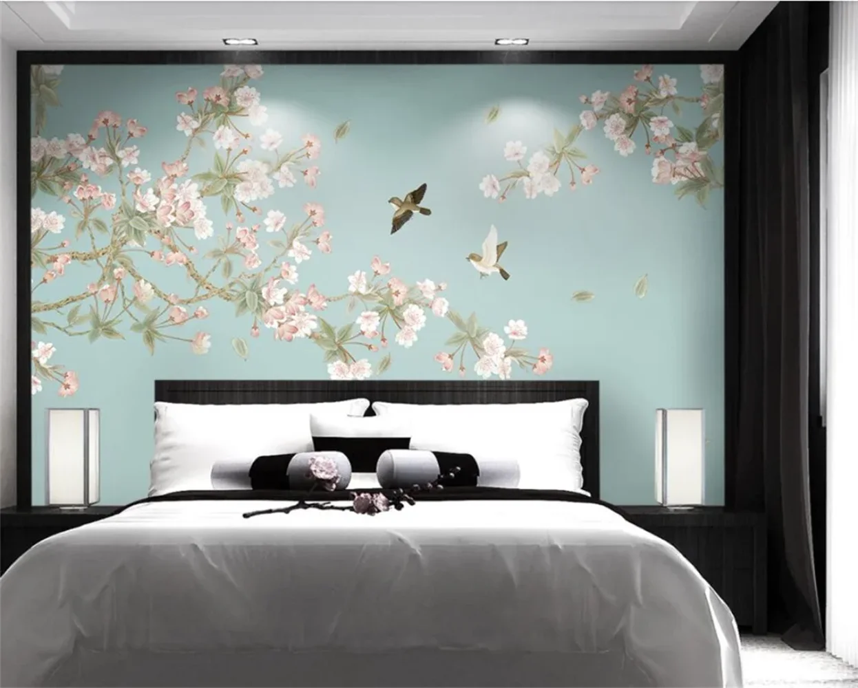 

beibehang American country flower bird TV background wall paper painting large fresco paper bedroom 3D wallpaper for living room