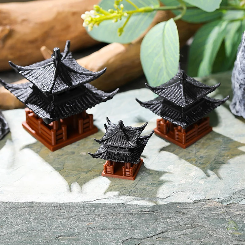 【F】Mini Pagoda Statue Fairy Garden Decor Ancient Building Model Japanese Pavilion Decorations Zen Garden Aquarium Bonsai Decor