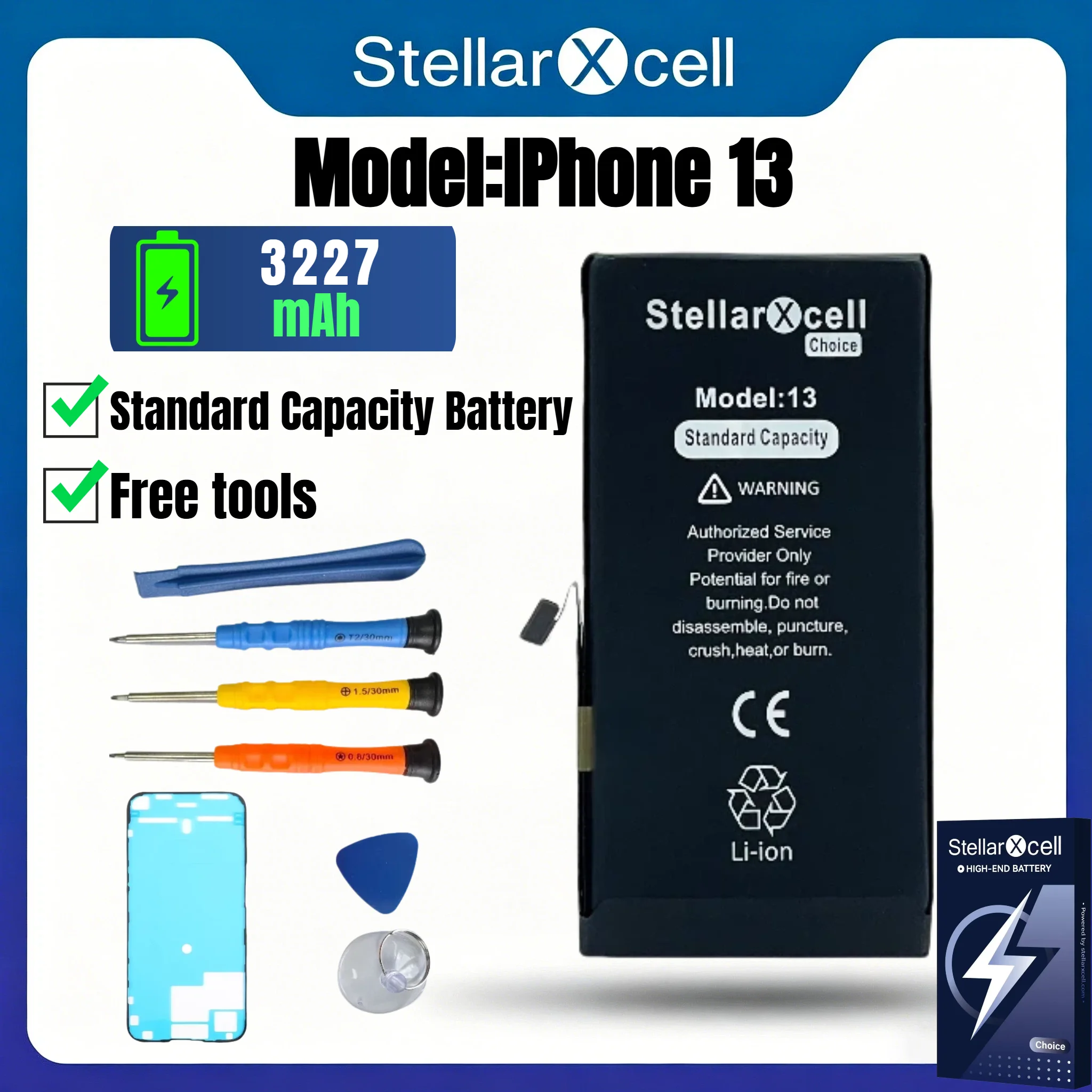 StellarXcell iPhone Battery 3501mAh for SE2 SE3 7 8 Plus