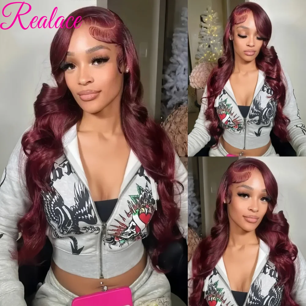 

Бордовые парики 99J с кружевной передней частью 13x4 из натуральных волос, волнистые, с HD-кружевом 13x6, предварительно выщипанные, красные, волнистые парики из натуральных волос