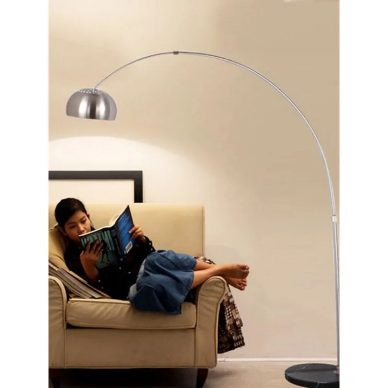 Parabolic fishing floor lamp simple living room bedroom study mahjong room stainless steel lamp light luxury office