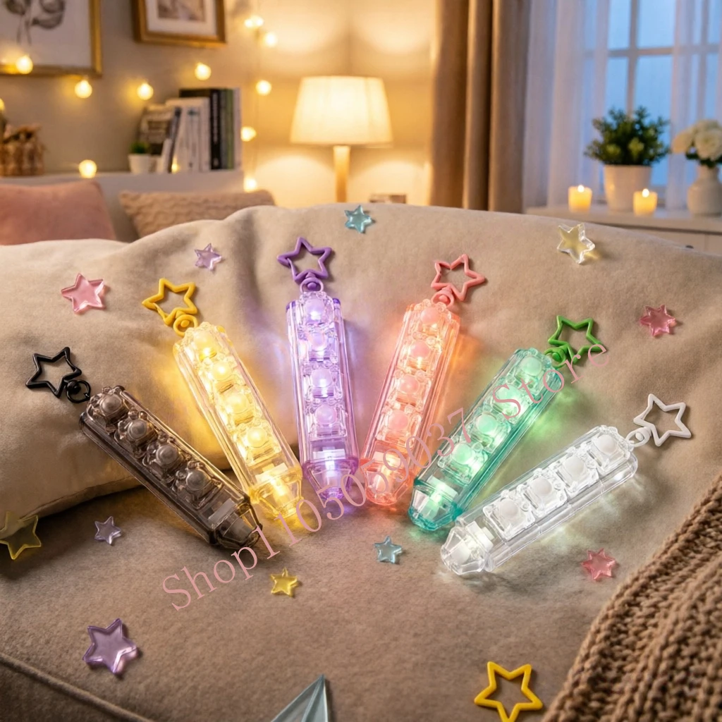 Crystal Cat Paw Five-Key Handheld Stress Relief Button LED Keycap Keyboard Keychain