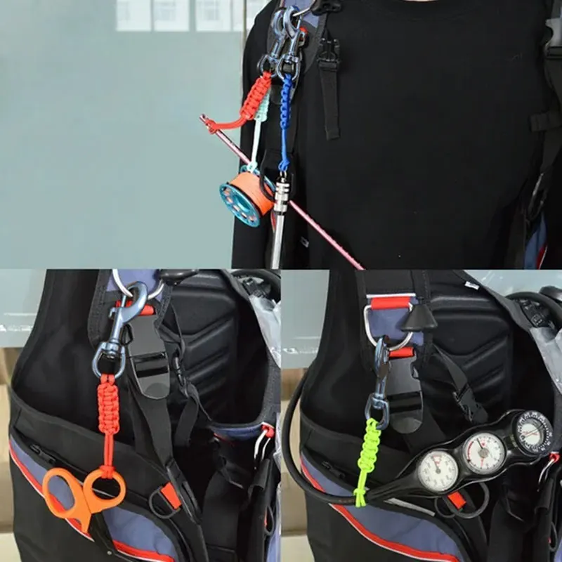 316SS Diving Swival Bolt Snap Hook Scuba Diving Lanyard BCD Anti-lost Safety Rope for Flashlight Camera DSMB Light Knife