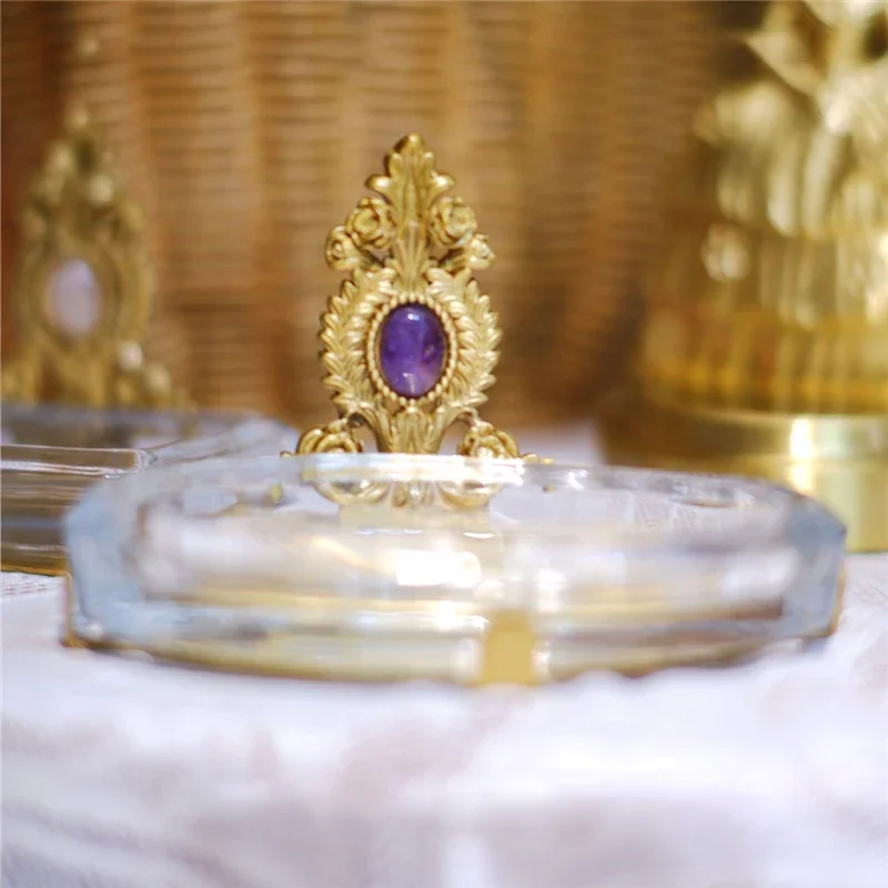 Brass Glass Storage Tray Ashtray Home Decoration Vintage Elegant Jewelry Storage Box Multifunctional Wall Pendant Soap Box