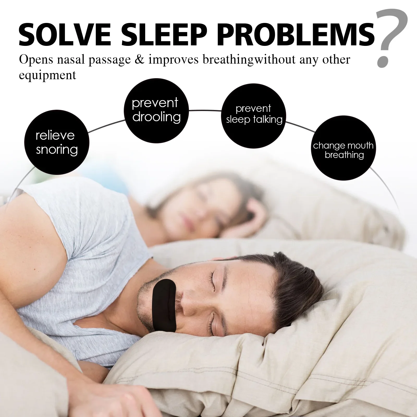 Anti Snoring Mouth Tape & Nose Breathing Sticker Night Sleeping Mouth Breath Improvement Patch Reduce Dry Mouth Promote