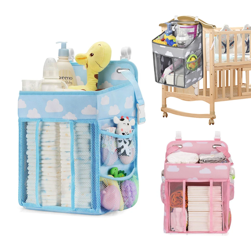 Baby Bed Hanging Bag Organizer For Newborn Kids Crib Diaper Storage Bag Portable Baby Care Organizer Infant Bedding Nursing Bags