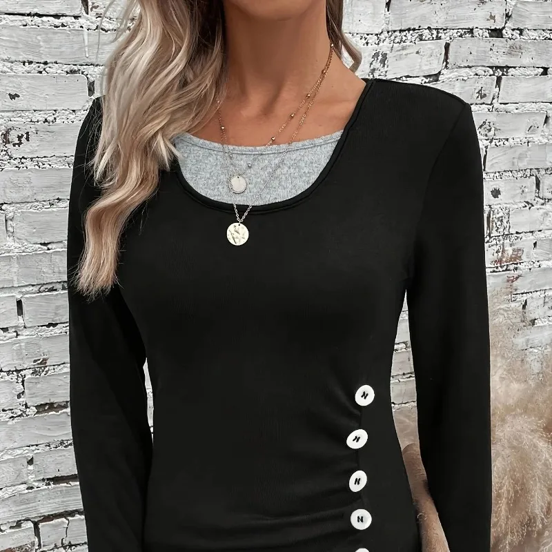 

T-shirt Women's Large Knitted Casual Solid Color