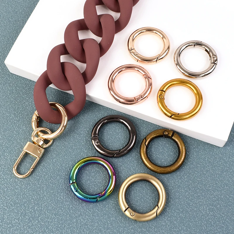 

10Pcs 16-50mm Metal O Ring Spring Buckles Round Connector Snap Hook for Bag Strap Dog Collar Key Holder DIY Hardware Supplies