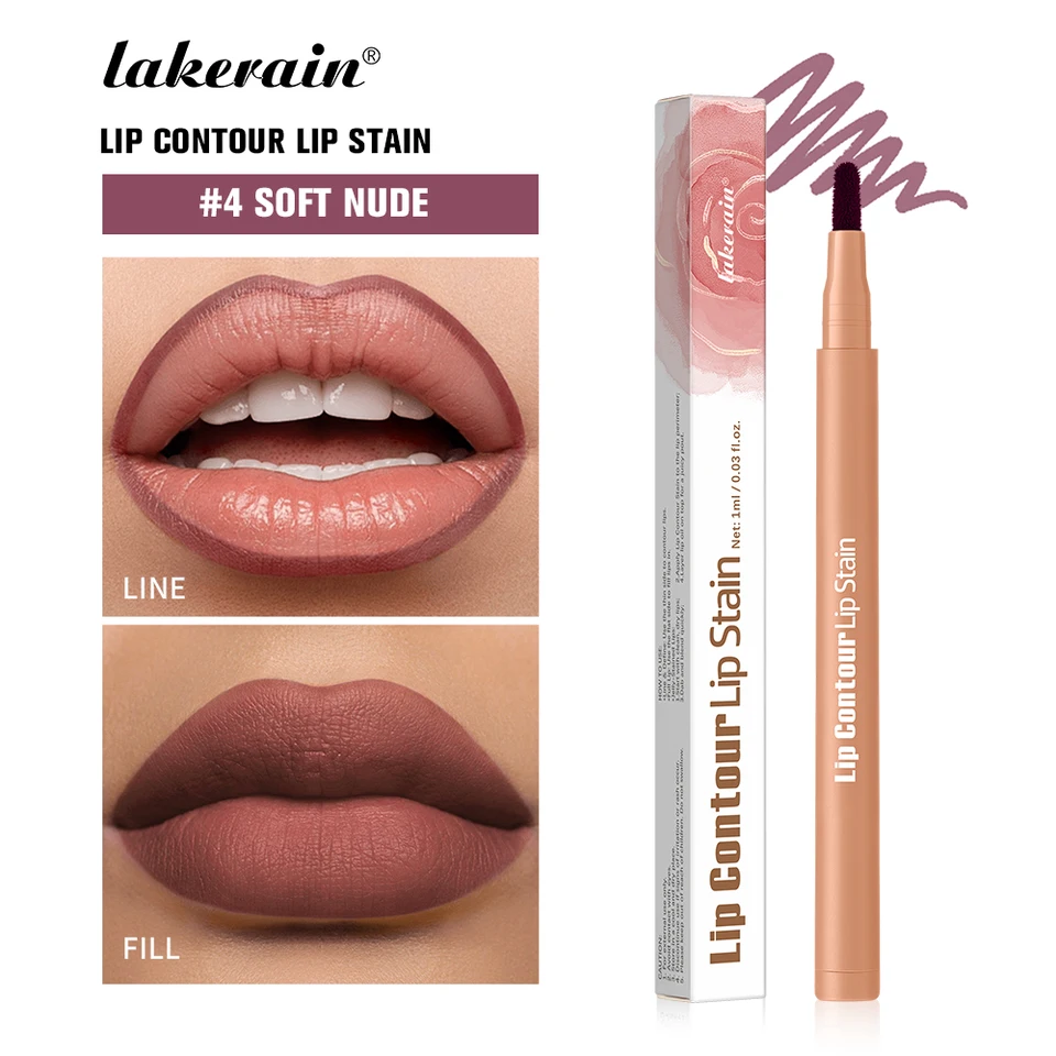 2-in-1 Lip Contour Lip Stain Pen Smudge-proof Non-stick Cup Moisturizing Lip Makeup Cosmetic Dual-Sided Tip Lip Stain & Liner, image 19
