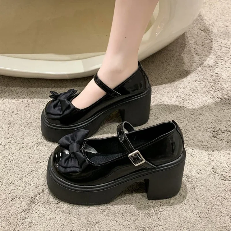 White Platform Heels Women Mary Jane Shoes Vintage Girls High Heel Platform Lolita Shoes Japanese Style College Student Shoes