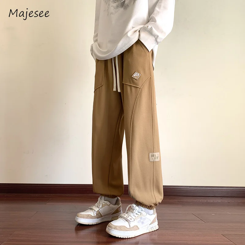 

Pants Men All-match Korean Style Daily Simple Charming Drawstring Fashion Loose Casual Sporty Straight Trousers Chic Streetwear