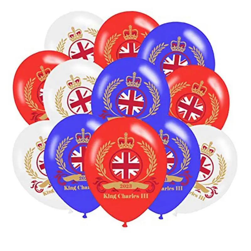 King Charles III Coronation Balloon 12pcs British King Coronation Balloons King Charles III Union Jack Coronation Souvenir