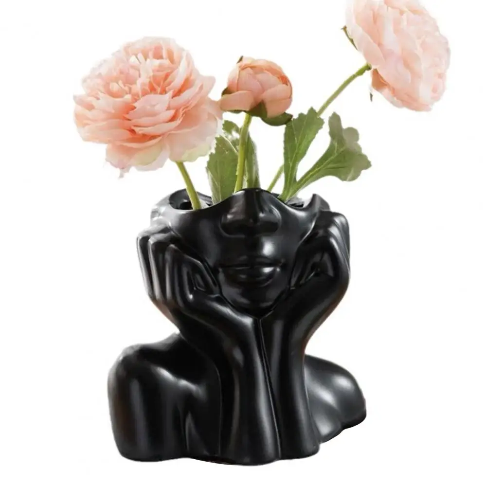 Resin Face Vase Flower Pot Abstract Art Vase Female Form Modern Human Face Vase Decorative Farmhouse Decor