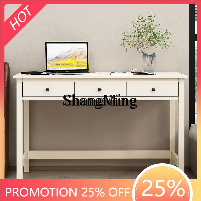 

ZYY Exquisite Premium Wabi-Sabi Style Cream Style Computer Desk Student Home White Small Apartment Writing Desk Storage