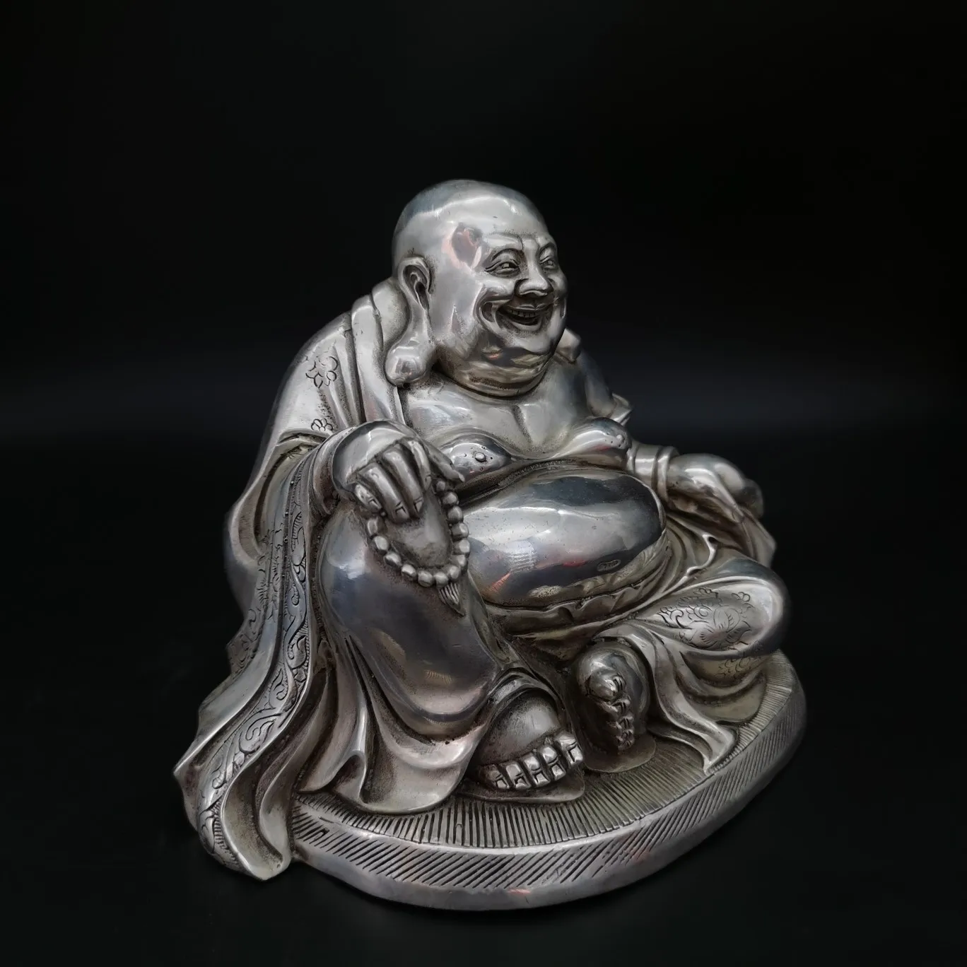 White copper sitting Buddha, gold bag Buddha, everything goes smoothly, Buddha's home office desktop decoration handicrafts