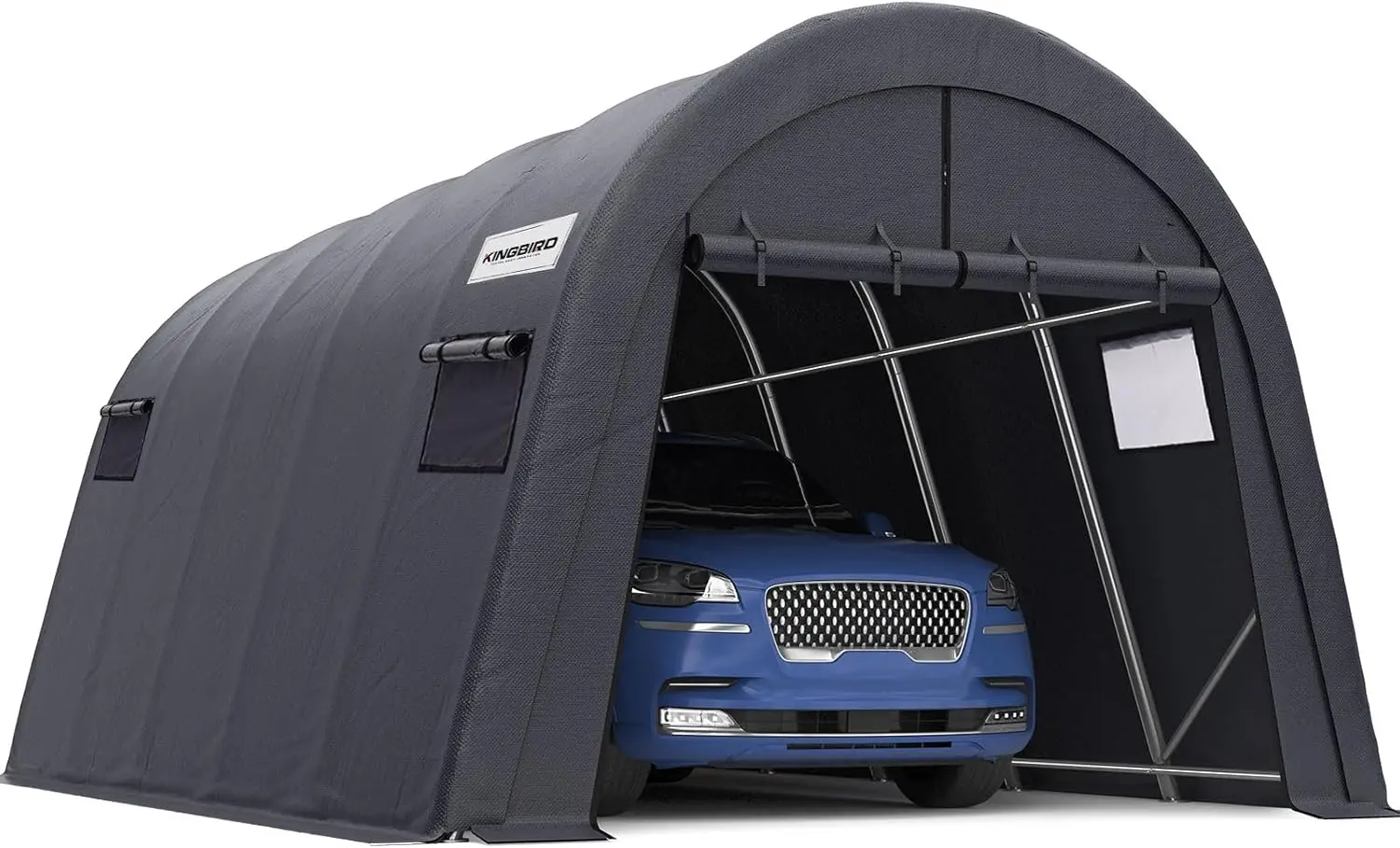 

Овальный усиленный навес для автомобиля 12' x 20' с вентилируемыми окнами на роликах для внедорожников, полноразмерных грузовиков и лодок, круглый, с защитой от снега