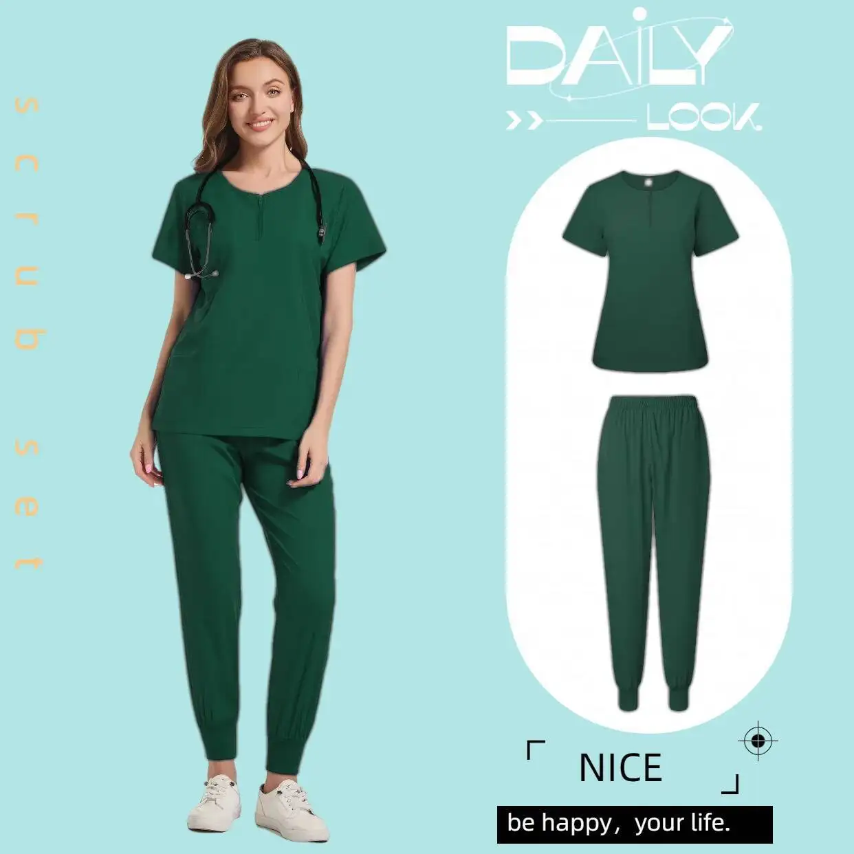 

Factory Direct Fashionable Medical Top Sets Uniforms Dentist Spandex Jogger Scrub Suit Hospital Nursing Scrubs