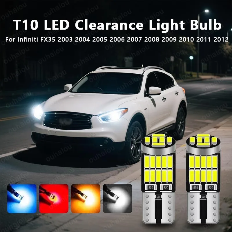 

2PCS For Infiniti FX35 2003 2004 2005 2006 2007 2008 2009 2010 2011 2012 LED Parking Light T10 W5W Clearance Lamp CANbus