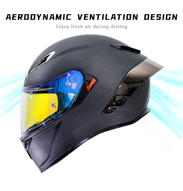 2025 New Carbon fiber material full face helmet, lightweight customizable dual visor, quick release anti crash DOT racing protec