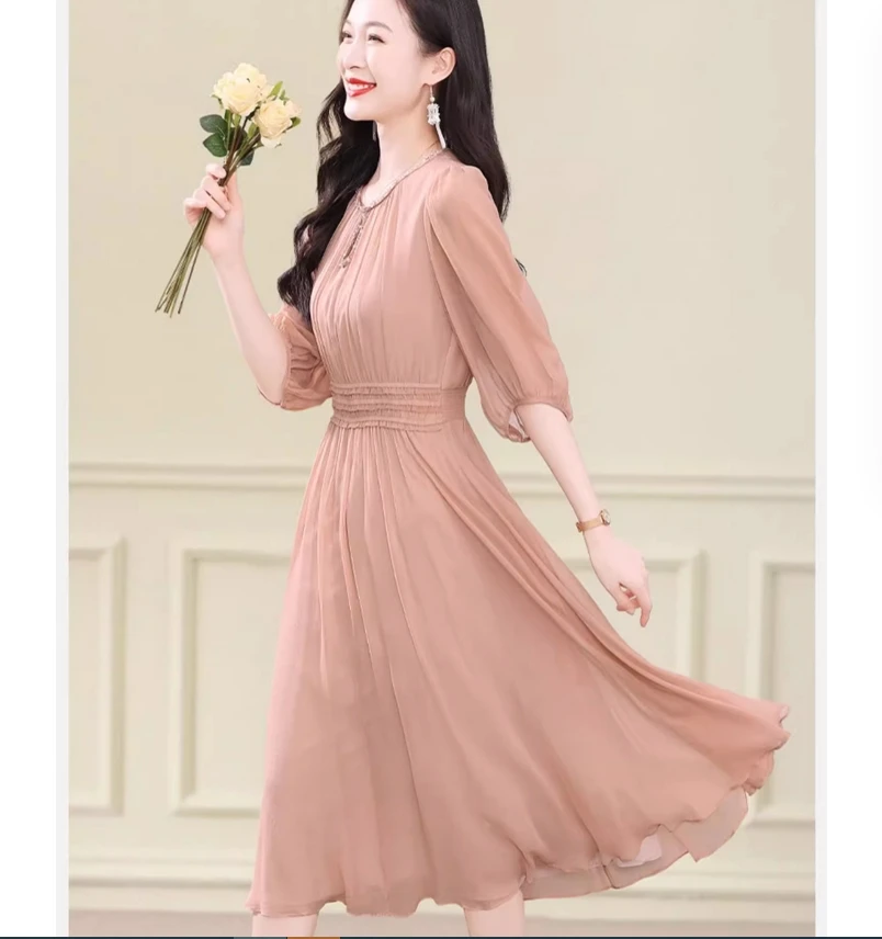 

Новое элегантное и роскошное шелковое платье для социальных сетей, платье для похудения и похудения, высококачественное французское платье из тутового шелка.