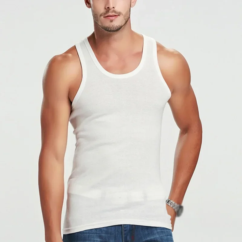 Kaus katun pria a-shirt TankTop kaus GYM pria kaus lembut TankTop pakaian dalam a-shirt kasual nyaman terbaik