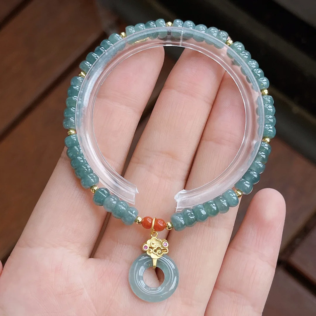 

Hetian Jade Peace Button Feminine Lucky Jade Antique Bracelet Creative Bohemian National Pendant Bracelet Fashion Gift