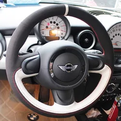 For Mini R56 R57 Hatchback Clubman Clubvan Convertible Coupe Roadster 3-Spoke Hand Stitched non-slip suede Steering Wheel Cover