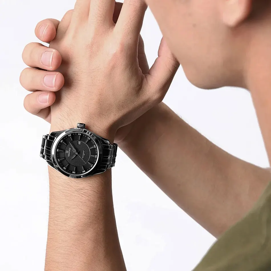 Marca superior naviforce relógio masculino à prova dwaterproof água quartzo negócios casual relógios de pulso pulseira aço inoxidável data relogio