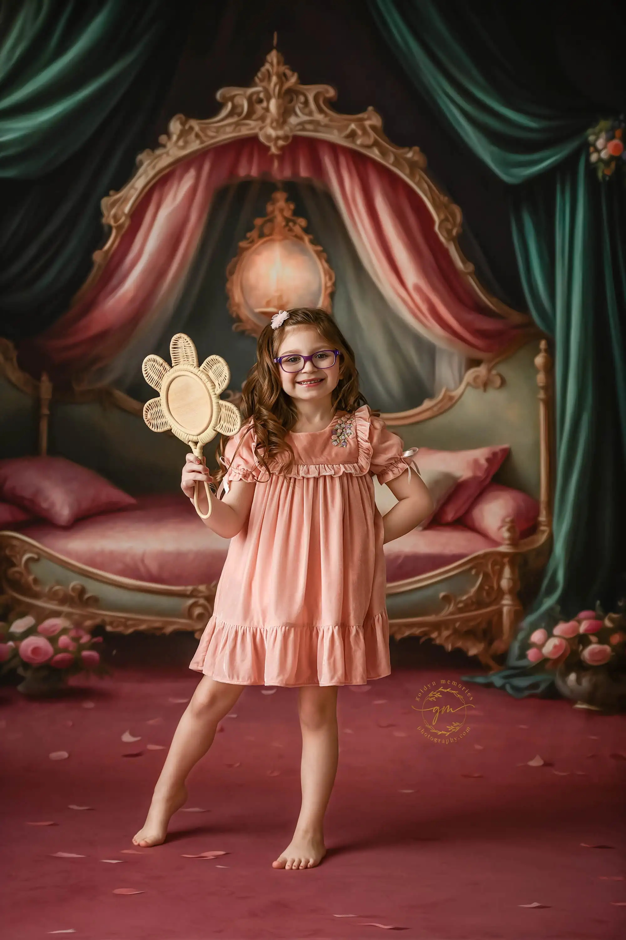 Pretty Victorian Bedroom Backdrops Kids Girl Photography Valentine's Day Photocall Retro Castle Backgrounds